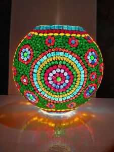 LED Glass Mosaic Purde Table Lamp
