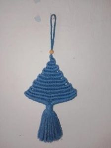 Cotton Macrame Blue Hanging Christmas Tree