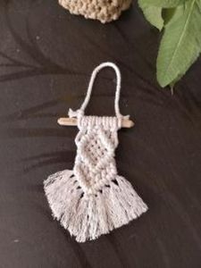 Macrame White Car Charm, Packaging Type : Plastic Pouch