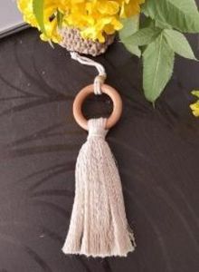 Macrame White Knot Car Charm