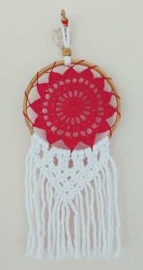 Red White Crochet Wall Hanging