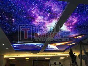 Customized Textile Bar Stretch Ceiling, Finishing : Glossy