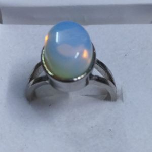 Moon Stone Rhodium Ring, Color : White Party Wear