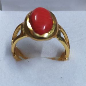 Red Round Stone Artificial Ring