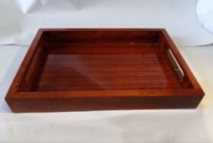 Brown Wooden Serving Tray, Shape : Rectangular