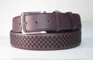 Burgundy Designer Buckle Leather Belt, Length : Adjustable