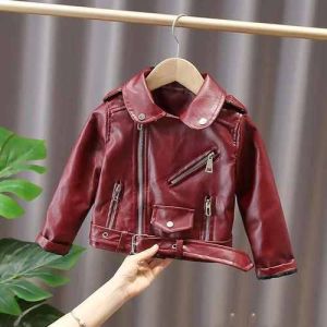 Maroon Kids Stylish Leather Jacket
