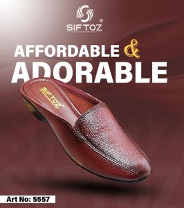 Ladies Maroon Textured Slip-On Shoes