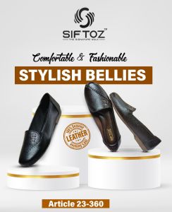 Stylish Black Leather Bellies for Ladies