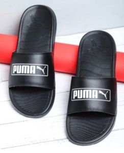 Plain Canvas Rexin Puma Flip Flops, Color : Black, Gender : Male