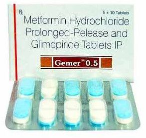 Gemer Glimepiride 0.5mg Metformin 500mg Tablet