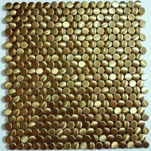 3D Penny Round 15mm Titanium Gold Metal Mosaic Tile