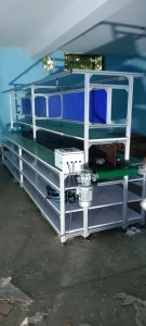 PVC Electric Polished Flat Belt Conveyor, Color : Grey