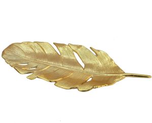 Gold Feather Platter, Color : Golden, Purity : 100% for Sweets Use