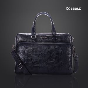 Black Colour Luxury Croco Leather Laptop Briefcase