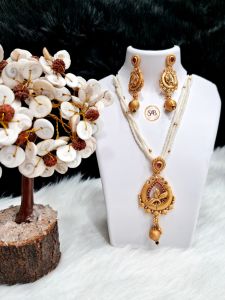 Polished 1 Gram Gold Plated Moti Mala, Color : Golden Antique