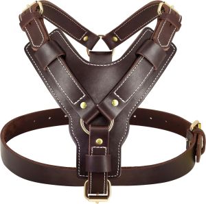 brown finish Leather Dog Harness