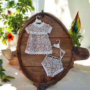 Pure Cotton Lace Worked Half Sleeve Frock