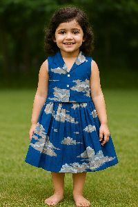 Pure Cotton Sleeveless Collar Finish Baby Long Skirt Lehenga Top