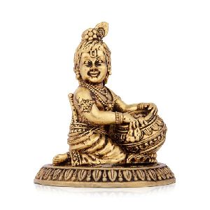 Non Printed Butter Krishna Brass Statues, Brand Name : Giri