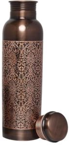 900ml Pure Copper Dark Embossed Drinkware Bottle