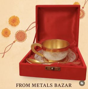 Golden Silver Plated Cup Saucer Set