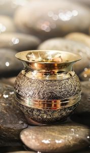 Pure Brass Embossed Designer Lota