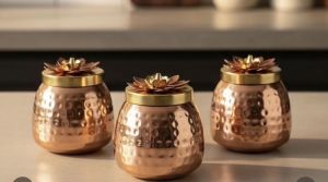 Pure Brass Hammered Finish Dry Fruit Jar
