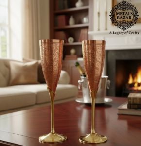 Pure Copper Wine Glass Set, Brand Name : Metals Bazar