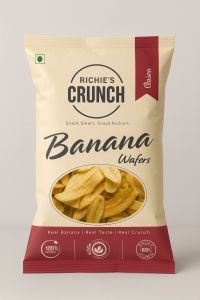 Roasted Crispy Wheat Flour Onion Banana Wafers, Taste : Sweet & Salty