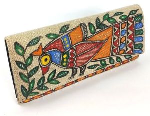 Hand Painted Jute Clutch Bag, Color : Multicolor