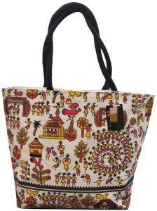 Kalamkari Printed Office Jute Bag, Color : Multicolor