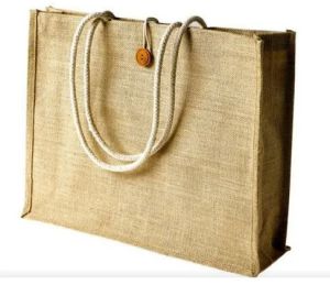 Plain Rope Handle Jute Bag, Color : Brown