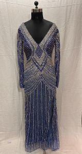 Printed Folk Dress, Color : Blue Events, Programs
