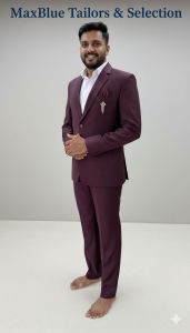 Mens Maroon Color Premium Suit