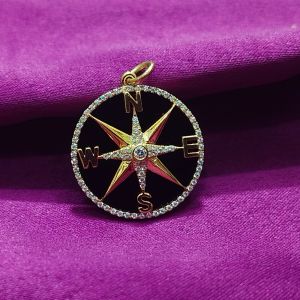 Black Onyx 925 Sterling Silver Compass Pendant