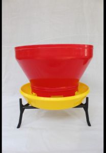Krishna Polyplast Plastic Chick Turbo Feeder, Color : Red Yellow