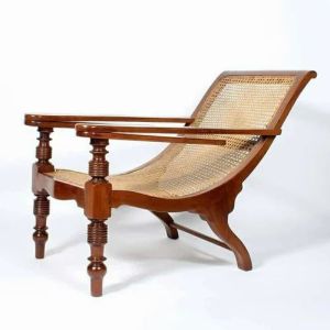 Cane Curve Back Carved Arm Chair