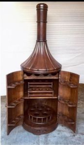 Polished Hardwood Chimney Style Multi Rack Wine Cabinet