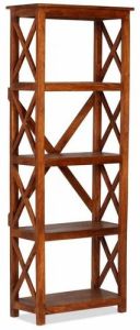 Five Shelf Cross Brace Wooden Bookshelf