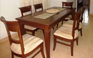 Six Chair Brown Table Dining Set