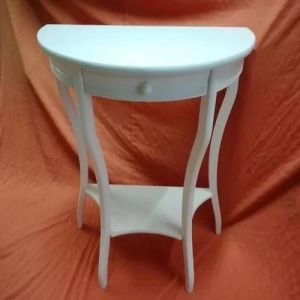 White Half Moon Drawer Console Table