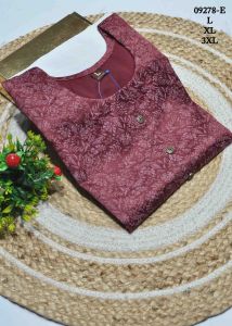Maroon Color Satin Cotton Readymade Kurti