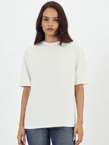 94% Cotton White Crew Neck T- Shirt