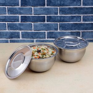 Kraft Stainless Steel Serving Bowl With Lid