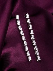 925 Sterling Silver Line OF Zircon Earrings