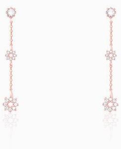 925 Sterling Silver Rose Gold Flower Charm Earrings