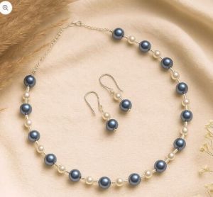 Blue Mist: Handcrafted Pearl Necklace