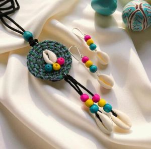 Boho Tides: Handcrafted Fabric Pendant Bohemian, Artsy, Offbeat