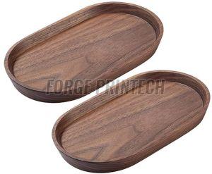 Ovel Wooden Serving Tray, Color : Brown 29 Cm X 13 Cm
